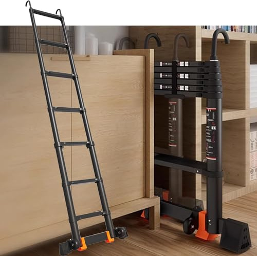 Extendable Telescopic Ladder - Lightweight Aluminum Folding Design for Outdoor Roof RV Loft Access - High Load Capacity Compact Portable