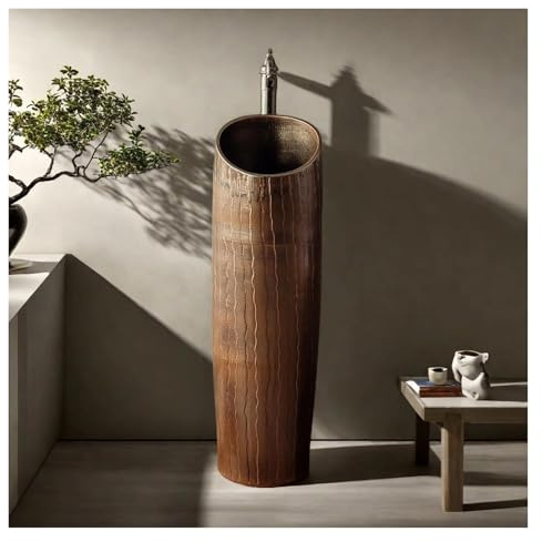 Vintage Standwaschbecken mit Wasserhahn, Indoor Outdoor Badezimmer Gefäß Waschbecken Elegantes Design für Haus & Garten (2er Set)