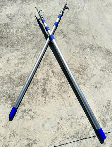 Generisch Robuster Bootshaken in Marinequalität, 2er-Pack, 2,7–7,9 m Lange Teleskopstange aus Aluminium mit Edelstahlhaken for sicheres Anlegen, Wasserrettung und Bootschieben und -ziehen(9.8ft)