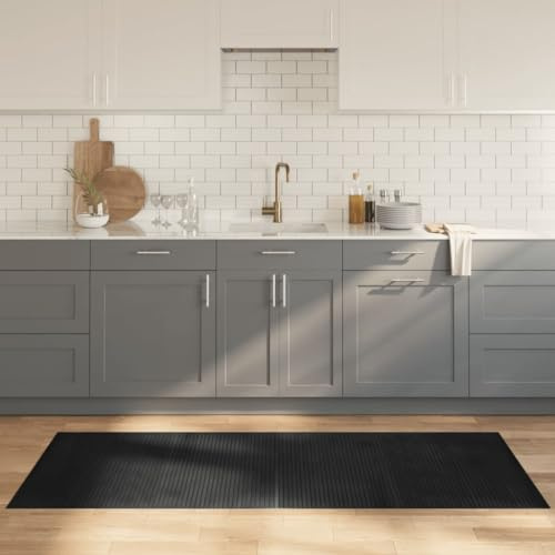 Tonture Bambus Teppich Rechteckig Grau 80x200 cm, Moderner Wohnzimmerteppich mit Rutschfester PP Unterseite, strapazierfähig langlebig pflegeleicht für Esszimmer Flur Deko