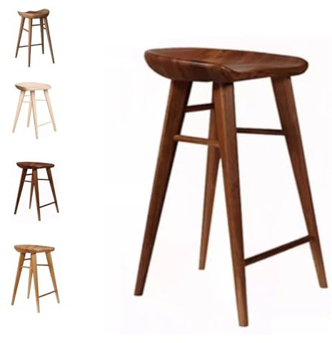 Tabouret de bar en bois de 76,2 cm, hauteur de comptoir sans dossier, tabouret de bistrot en noyer massif avec repose-pieds, parfait pour la cuisine et la salle à manger, 55 cm