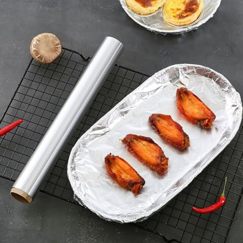 BlesConi Rouleau de papier d'aluminium pour la cuisson, le barbecue et le stockage des aliments, 30 cm x 20 m, papier d'aluminium résistant pour four et grill