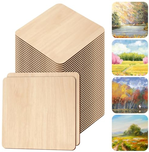 Kvadratiska träskivor 150 stycken, 6 x 6 cm träskivor kvadratiska, fyrkantiga träplattor för pyssel, målning, skrivande, gör-det-själv-behov, gravering