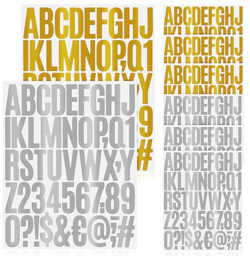 Healvian 8blätter Aufkleberbuchstaben Bögen Alphabet-Aufkleber Buchstaben-zahlenaufkleber Klebezahlen für Scrapbooks Briefkasten-Aufkleber Klassenzimmer-Dekoration
