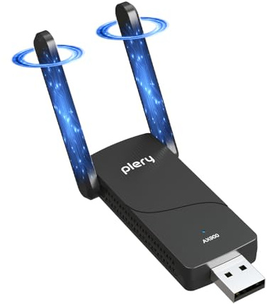 PLERY WiFi 6 USB WiFi Dongle, AX900 Bluetooth + WiFi Adapter for PC Desktop | Dual Band 5GHz & 2.4GHz Wireless Network Adapter, High Gain Antenna, Built-in Driver for Windows 10/11, WPA3, Easy Setup