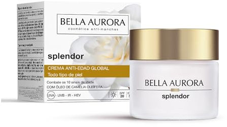 BELLA AURORA - Splendor 10 50 ml, Crema Antiedad y Redensificante de Día, Crema Antimanchas, Solar y Antiarrugas, +50 Años, Tratamiento Antiedad Global, con Efecto Lifting y Aceite de Camelia