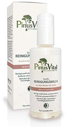 PinusVital Reinigungsmilch mit Kiefernkernholz-Extrakt 100 ml | Mindestens 70 % Kiefernkernholz-Extrakt, Rapsöl, Sesamöl und Grüntee, für Gesicht, Hals und Augen-Make-up