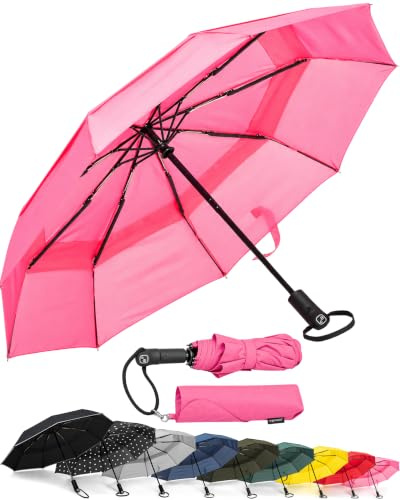 Ergonauts Regenschirm sturmfest - winddichter Doppel Baldachin Taschenschirm und Schirm Umbrella - Teflonbeschichtung, ergonomischer Griff und Auf-Zu-Automatik für Damen und Herren mit Tragehülle
