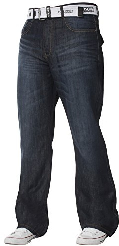 BRAND KRUZE Jean Coupe Jambe Semi-évasée Coupe Large Toutes Tailles pour Homme(Bleu, 30W / 32L)