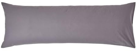 HOMESCAPES Taie de traversin 140 cm en 100% Coton égyptien 200 Fils, Taie d’Oreiller 50x140 cm Coloris Gris foncé