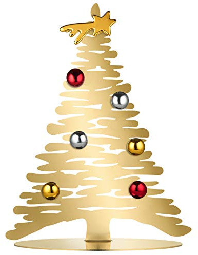 Alessi Bark for Christmas BG06/30 GD - Design Weihnachtsschmuck aus Edelstahl AISI 430, Vergoldet Mit Magneten aus Porzellan