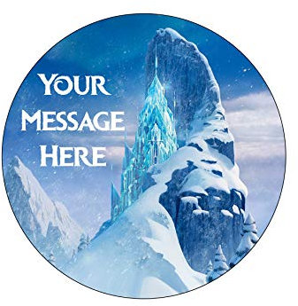 A4 Edible Decor Icing Sheet PERSONALISED Frozen Ice Castle Snow Mountain 7-8 Circle Cake Topper Decoration - Great for larger cakes