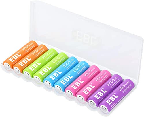 EBL Pilas Recargables AA Ni-MH Arco Iris Batería Recargables AA 2500mAh