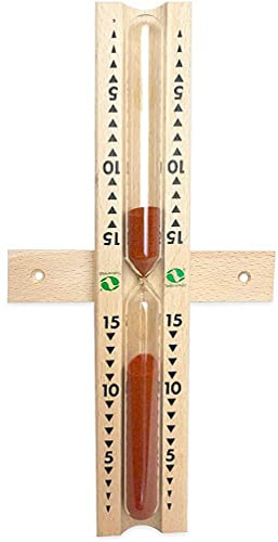 SudoreWell® Reloj de arena para sauna (15 minutos, madera de pino con arena roja)