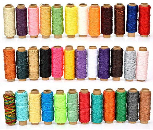 Leder Faden Set, 36 Farben Wachsfaden, Leder Nähen Faden, Bunte Nähgarn Leder Garn Für Lederhandwerk/buchbinderei/schuhreparatur Buchbinden DIY