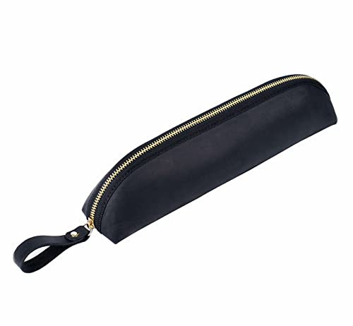 Su.B Federmäppchen - Federtasche - Etui aus Leder - Hergestellt aus Hochwertigem Leder - Passend für Mehr als 25 Stifte - für Männer und Frauen - Schwarz