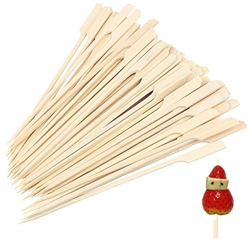 200 PCS Bamboo Skewers, 12 CM Wooden Bamboo Paddle Skewers Paddle Skewers Barbecue Bamboo Skewers for Grill Party Fruit Cocktails Buffets