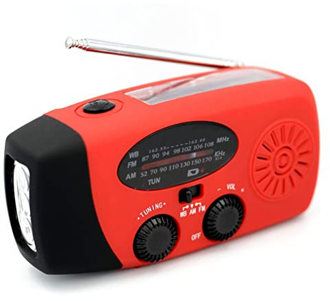 UKETO Hand Crank Radio, 2000mAh Multifunctional Radio Hand Crank Solar USB Charging FM AM WB NOAA Weather Emergency Light Torch Radio Emergency LED Flashlight Torch Power Bank