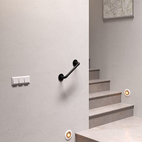 pamo Handlauf für Treppen 36 cm – Treppengeländer aus stabilen Rohren | Haltegriff zur Wandbefetigung Innen & Außen Rohrförmiges Handfußgeländer Sicherheitsgeländer - Schwarz