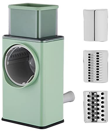 lamphle 3 in 1 Rotary Cheese Grater with Handle Kitchen Grater Manual Vegetable Slicer Kitchen Gadget Rotary Grater Slicer for Fruit, Vegetables Green