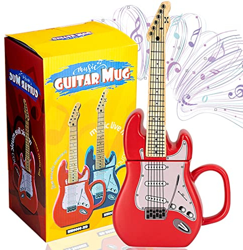 ZONSUSE Note Musicali Design Tazza da caffè, Tazza da tè Tazze Grandi, Manico Chitarra A Grano di Legno Creativo, Tazza Personalizzata in Ceramica, per Regalo, La Famiglia E Ufficio