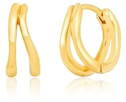 Brandlinger ® Ohrringe Silber 925. Doppel Creolen gold klein geschwungen. Schmuck Damen vergoldet mit 18 Karat (Silber und Gold) für Frauen und Mädchen. Durchmesser der Creolen 14mm.