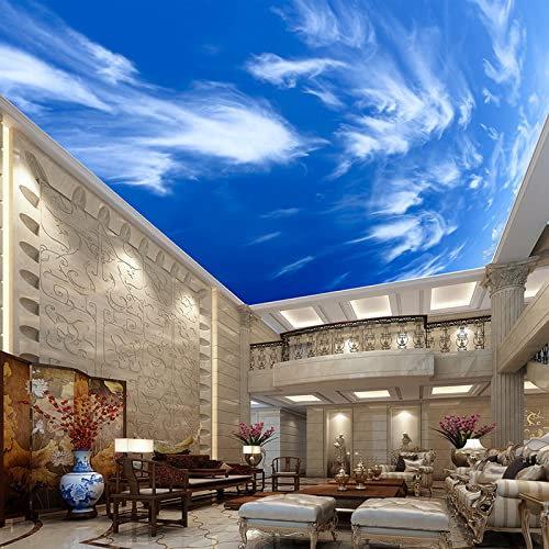 Kundenspezifischer Decken-Wand-Stoff-moderner blauer Himmel und weiße Wolke Wandbild-Tapeten-Wohnzimmer-Thema-Hotel-Deckenverkleidungs-3D-Wohnkultur,430 * 300cm