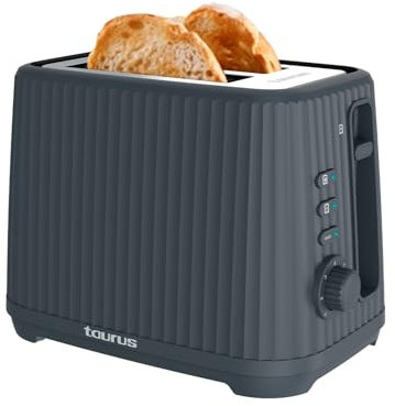 Taurus – Tostador Jonic Toast, 1150W, 7 Niveles Tostado, 3 Funciones, 2 Ranuras, Autocentrado, Indicador Luminoso, Elevación Extra,Recoge Cables, Recogemigas, Negro