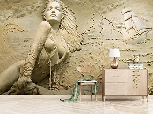 Papel Pintado 3D Camafeo De Escayola Belleza Costera Fotomurales 3D Tv Fondo Pared Dormitorio Murales Papel Tapiz Moderno