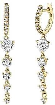 TOEECY Ohrringe Silber 925 Cubic Zirkonia Huggie Creolen mit Kette Gold Vergoldet Ohrringe Threader Dangle Tropfen Wassertropfen Ohrhänger für Damen Gold D