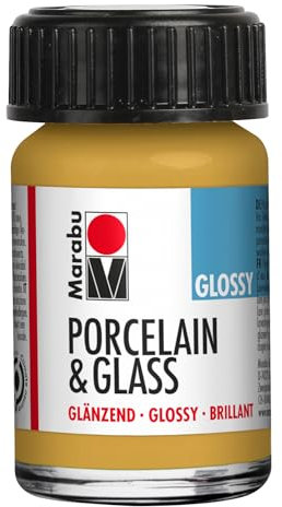 Marabu Vernice lucida per porcellana, ceramica e vetro, oro metallizzato, 15 ml, per dipingere e timbrare, lavabile, lavabile in lavastoviglie