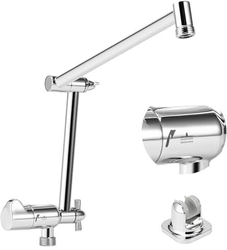Matework 40,6 cm verstellbarer Duschverlängerungsarm, G1/2 Universalgewinde Regenduschkopf Verlängerungsarm, Duschverlängerung mit Verriegelungsverbindungen, poliertes Chrom, flexible Höhe & Winkel