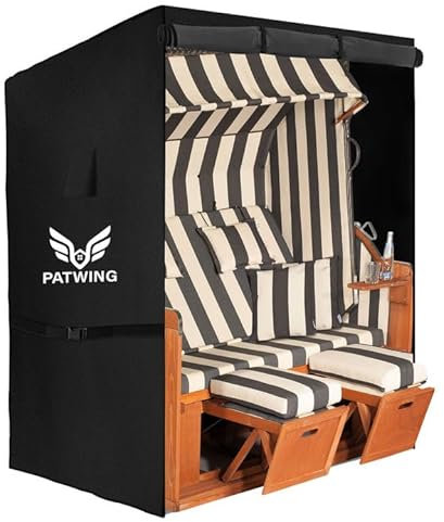 PATWING Strandkorb Schutzhülle,strandkorb schutzhülle Winterfest,Abdeckung strandkorb,Abdeckung Strandkorb,strandkorbhülle,Winterfest aus 600D Oxford Gewebe,wasserdichte (135x105x140/175cm)