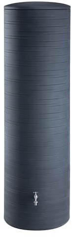 Novara rain barrel anthracite rainwater tank 500 litres made from UV and weather-resistant material. Rain barrel or rainwater barrel with child-proof lid and high-quality brass connections