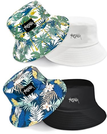 beifon 2 Stück Fischerhüte Bucket Hat Unisex, Sonnenhut Damen Fischerhut Herren Faltbar, Buckethut Anglerhut Freizeithut Outdoor Hut Sommer, Sommerhut (DE/NL/SE/PL, Numerisch, 53, 59, Typ B)