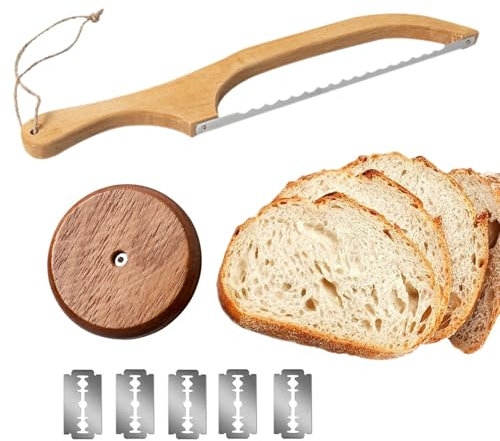 Sonwaha Lot de 2 Couteaux de Boulanger, Couteau à Pâte Avec 5 Lames Rasoir à Pain pour DIY Graver des Motifs Scie à Pain Cutter à Pain pour Trancher Scie à Pain au Levain Dentelé