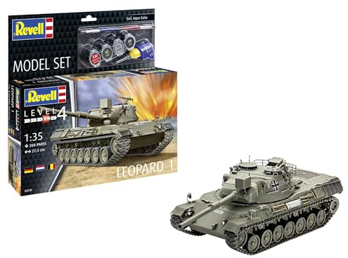 Revell Model Set 63240 Leopard Tank 1 1:35 Scale Unbuilt/Unpainted Plastic Model Kit With Accessories