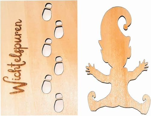LuckyQianyi Halloween 2 Stück， Weihnachtstag Wichtelschablone Fußabdrücke Holz, Wichtel Fußabdrücke, Schnell Den Weihnachtsmann nach Hause holen,