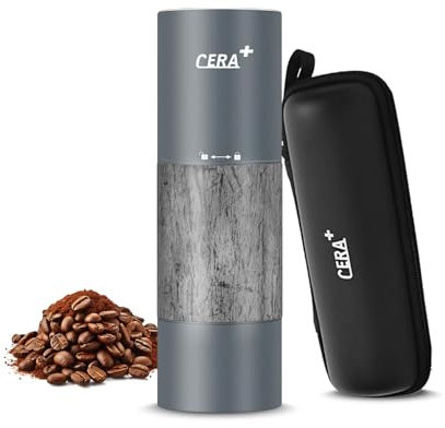 CERA + Molinillos De Cono Eléctricos con Estuche De Transporte, Molinillos De Café Espresso Pequeños Profesionales para Uso Doméstico,Gris