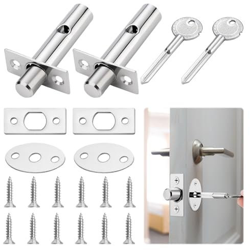 Internal Door Lock With Keys - 2 PCS Anti-Theft Bolt Locks for Doors and Windows - Security Lock