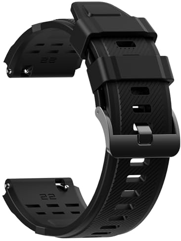 MEGALITH 22 mm snabbfrigörande mjukt gummi reserv klockarmband - svart, 22mm