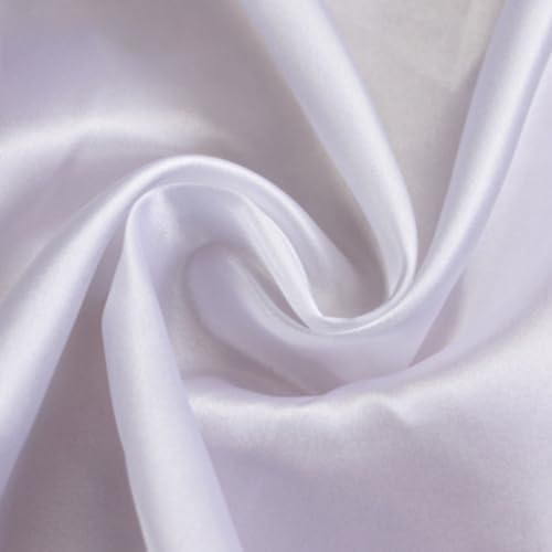 Anevous 300cm x150cm Satin Stoff, Einfarbig Stoffe zum Nähen, Kleiderstoff Dekostoff Meterware, Satinstoff zum Basteln, Bezugsstoff für Kleidung Vorhänge Tischdecken Deko,Weiß A