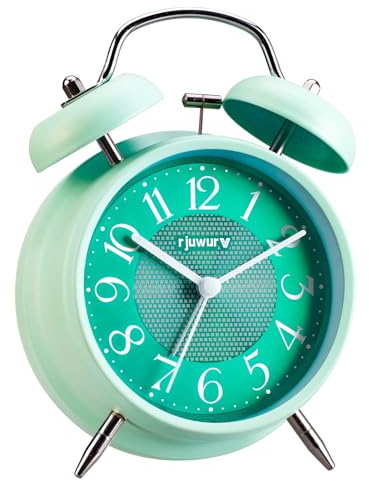 Rjuwurv 4 Loud Alarm Twin Bell Alarm Clock with Night Light for Bedroom