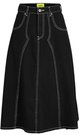 JJXX Long MW Skirt Jxalexa Jupe Longue en Denim DNM, Jean Noir, XL Femmes