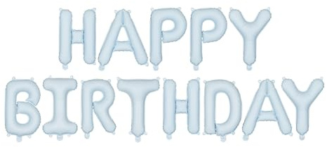 HAPPY BIRTHDAY Girlande Hellblau – matte Folienballons ca. 340 cm – stilvolle Geburtstagsdeko für Jungen & Mädchen – luftbefüllt – wiederverwendbar – Partydeko Babyblau