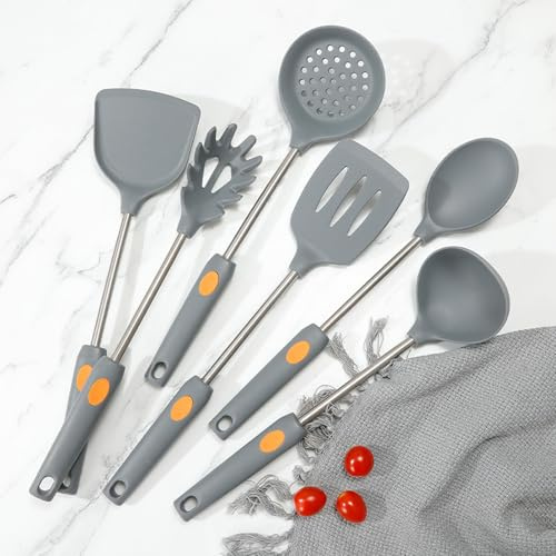 Juego De Utensilios De Cocina De Silicona De 6 Piezas, Resistente Al Calor, Antiadherente, Resistente A Los Arañazos, Juego De Utensilios De Cocina De Silicona Sin BPA, Apto Para Lavavajillas