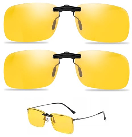 BQMEZRNUS Occhiali da guida notturna con clip, occhiali da guida notturna, antiriflesso, occhiali polarizzati per guida notturna, universali, HD, visione notturna, per corsa all'aperto, protezione UV,