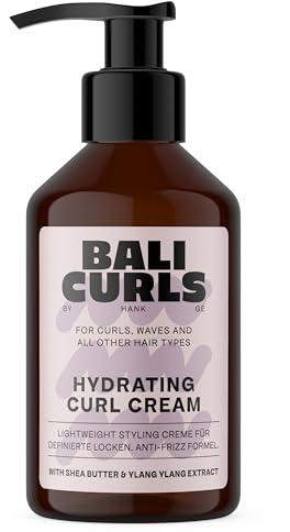 BALI CURLS Hydrating Curl Cream – Crema hidratante para rizos con manteca de karité, aceite de coco e ylang-ylang – Crema para rizos suaves y definidos – Cuidado vegano para rizos naturales – 150 ml