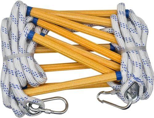 Scala antincendio per Adulti e Bambini - Scala di Sicurezza in Corda per Balcone con Ganci - Scala di Emergenza in Corda Riutilizzabile - Multiuso - Facile da Usare