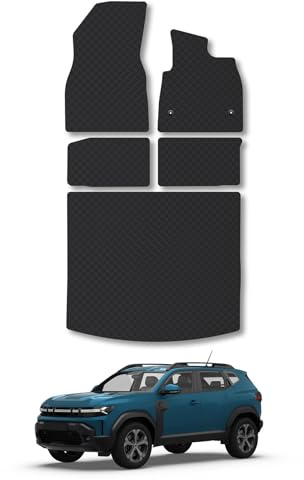 Rubber Car Mats & Boot Liner Mat Set Compatible with Dacia Duster [Upper Boot] (2024+) Tailored 3mm Thick Heavy-Duty Waterproof Anti-Slip Durable Easy-Clean All-Weather Full Coverage Accessory Bundle